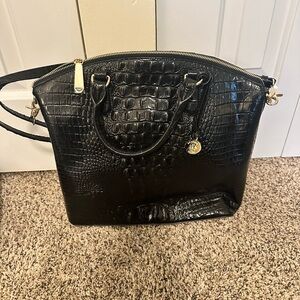 Brahmin Black Crocodile-Embossed Shoulder Bag